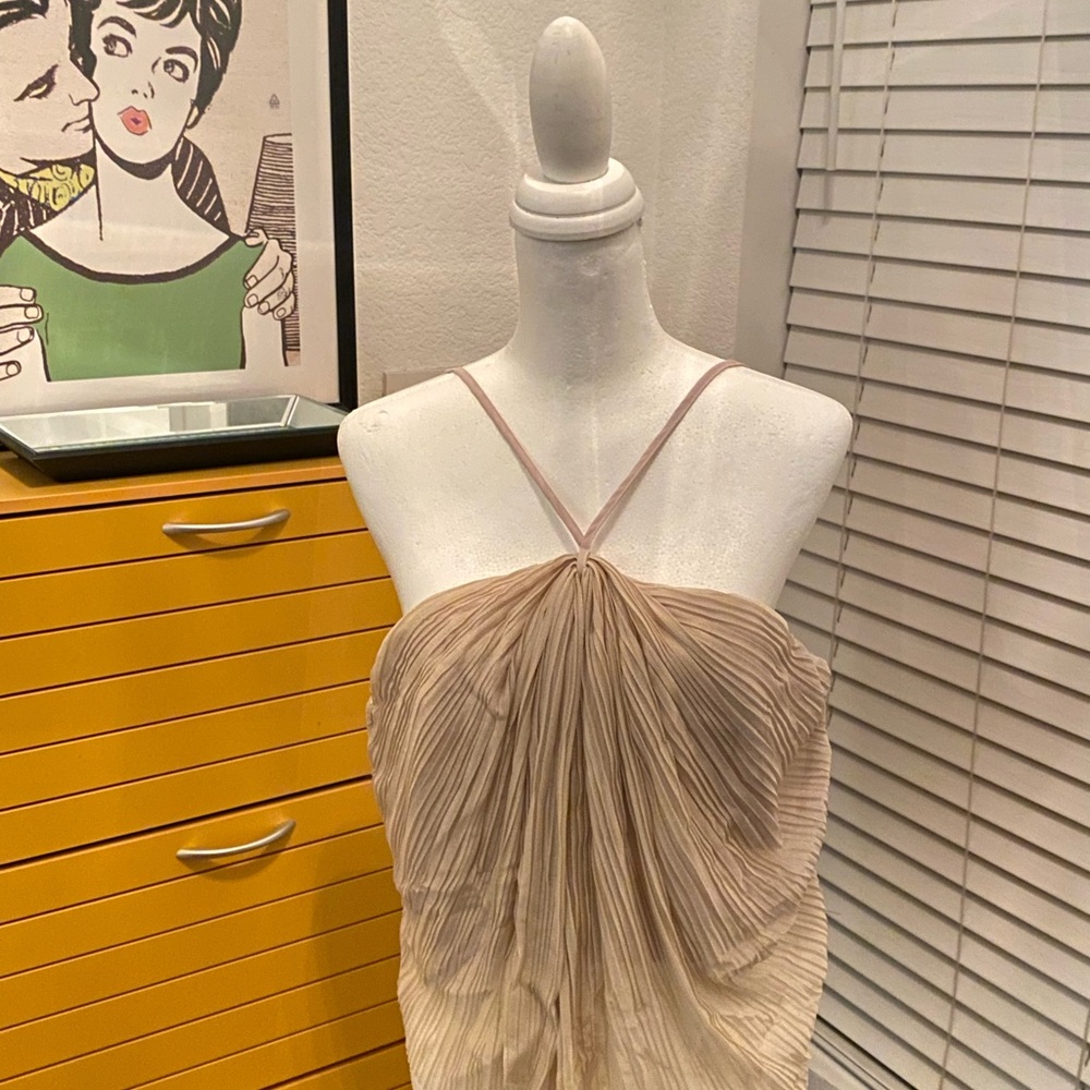 AmyEnjoyLife Beige Pleated Dress